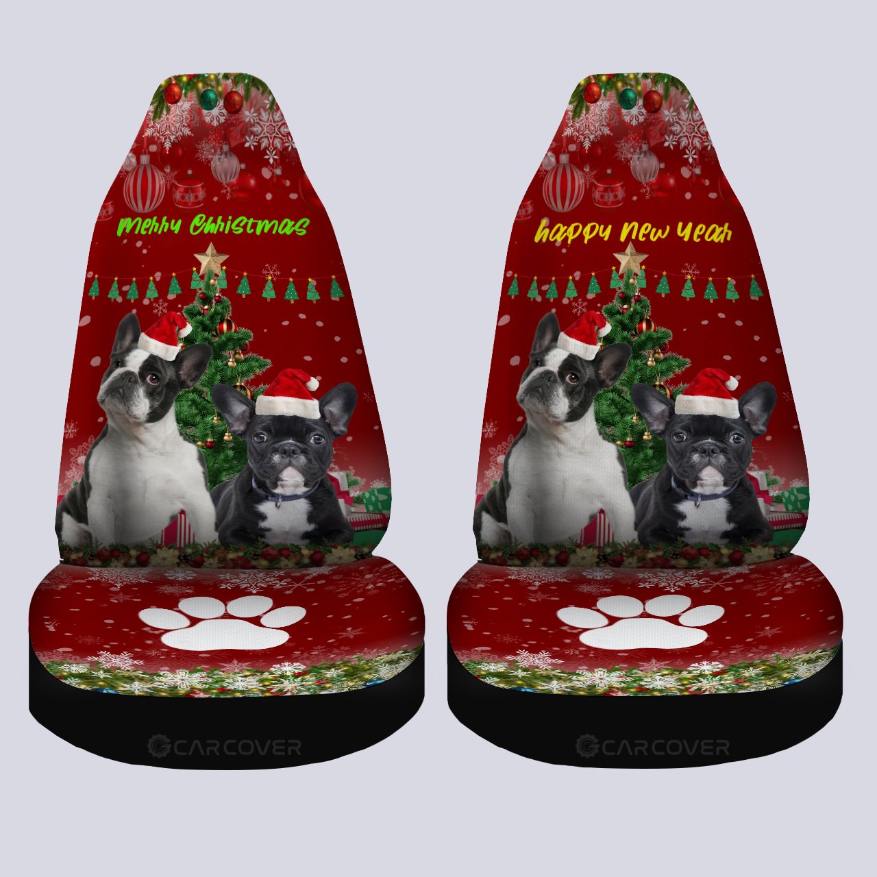 French Bulldogs Christmas Dog Car Seat Covers Custom Car Interior Accessories