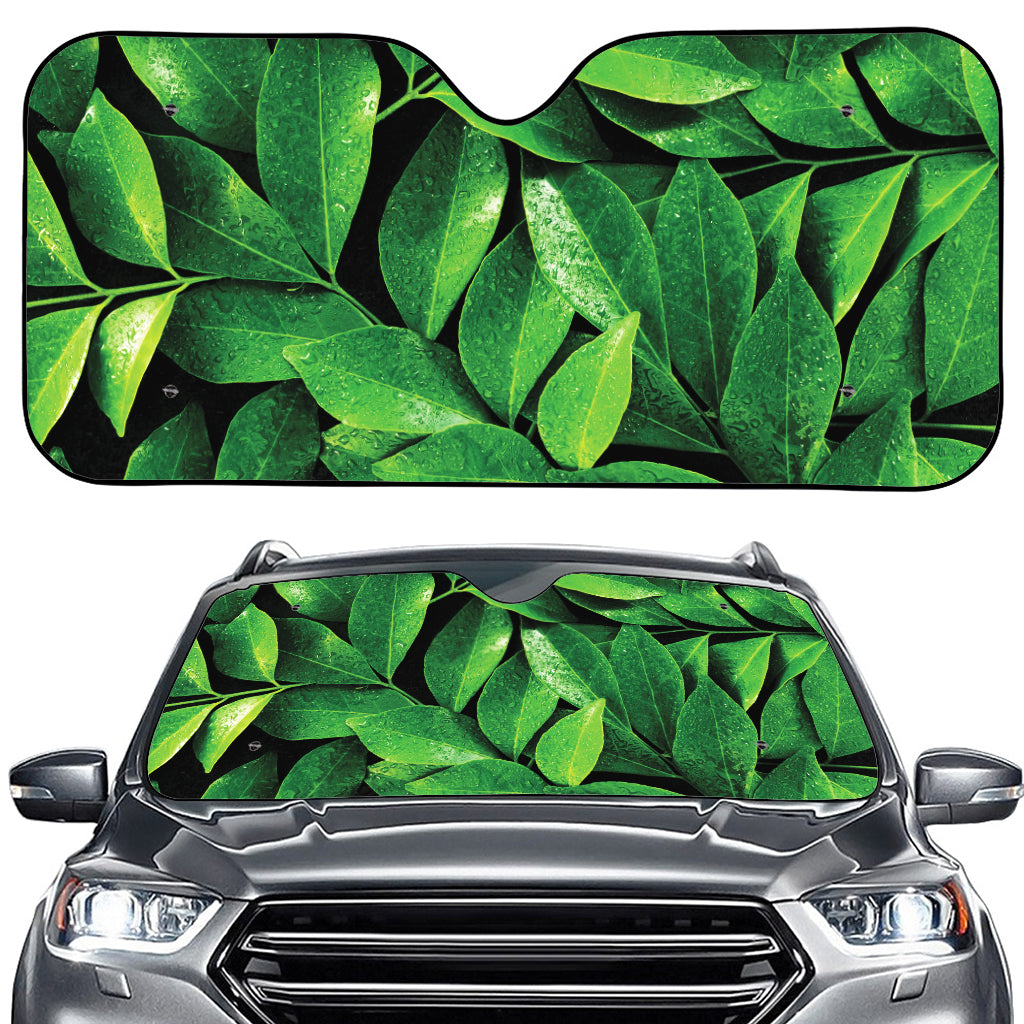 Fresh Green Leaf Print Car Windshield Sun Shade