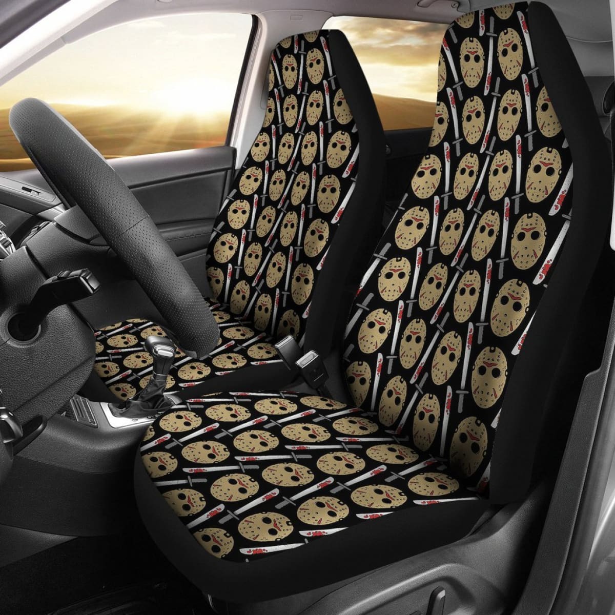 Friday The 13th Jason Voorhees Pattern Car Seat Covers Movie Universal Fit 103530