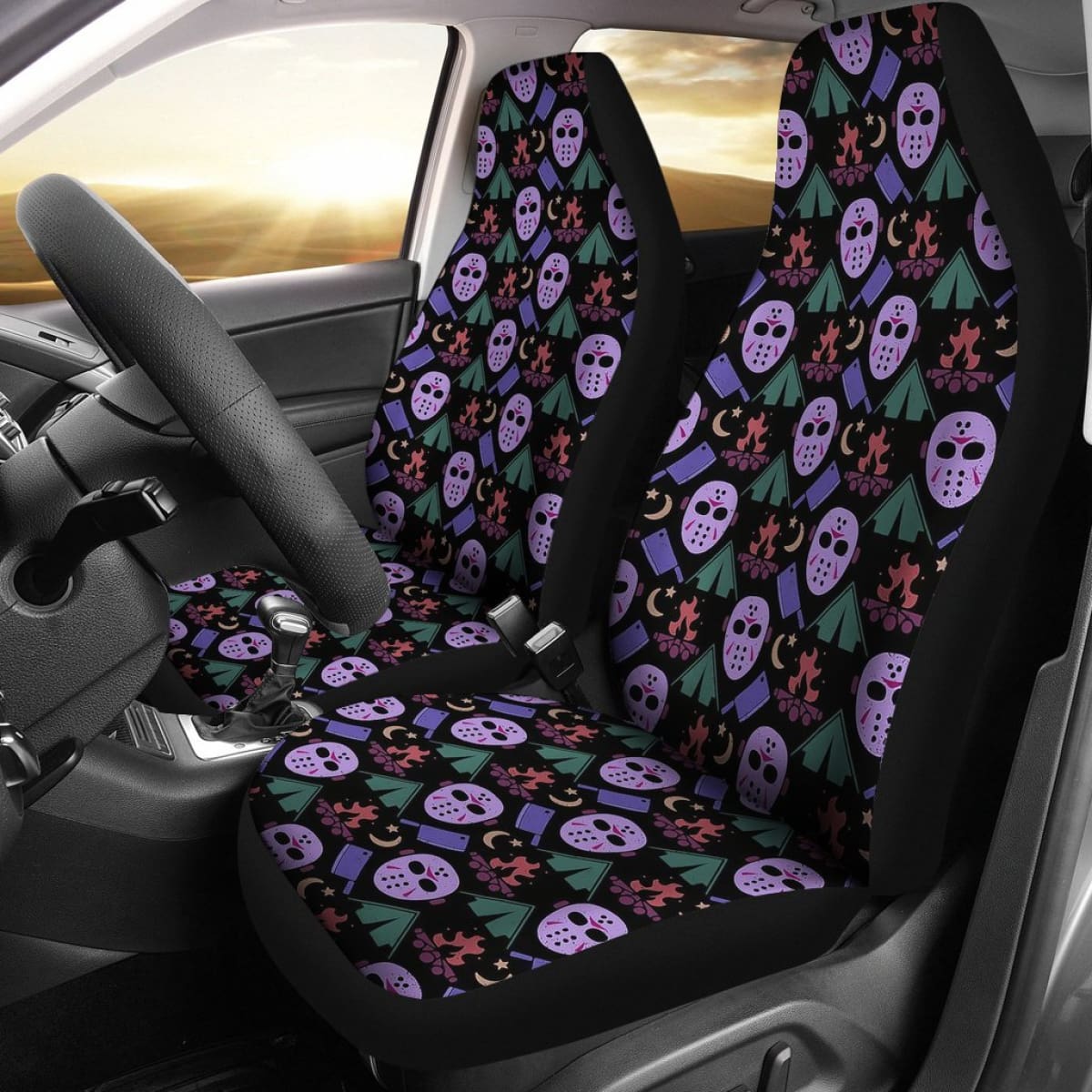 Friday The 13th Jason Voorhees Pattern Cute Car Seat Covers Universal Fit 103530
