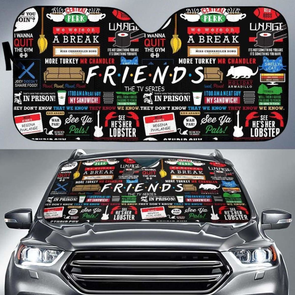 Friends TV Show Pattern Auto Sun Shades 918b Universal Fit
