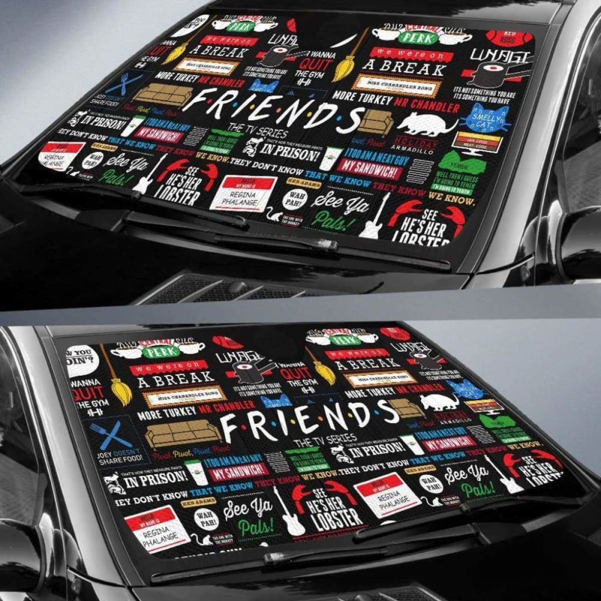 Friends TV Show Pattern Auto Sun Shades 918b Universal Fit