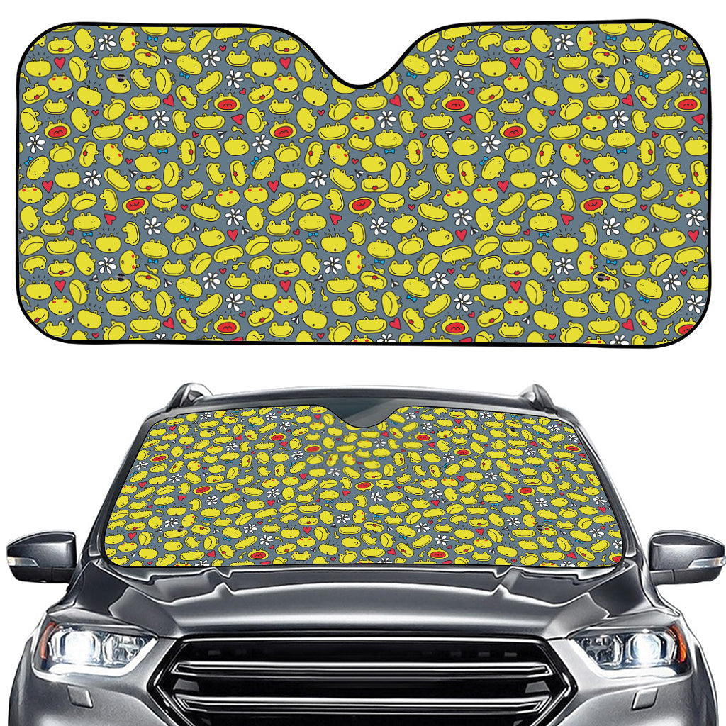 Frog Faces Pattern Print Car Windshield Sun Shade