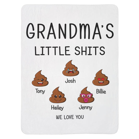 Grandma’s Little Sh*ts Blanket – Custom Grandkids’ Names - PersonalizedFury