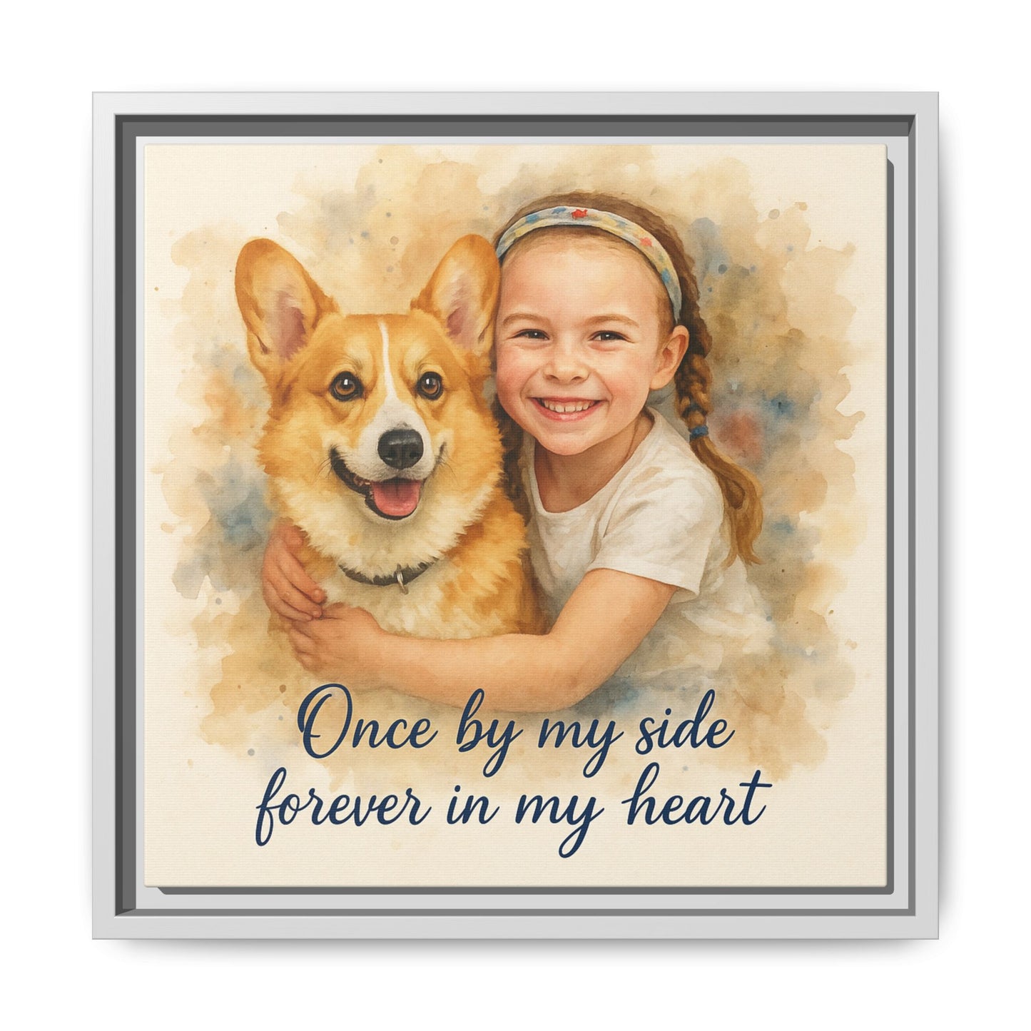Custom Watercolor Pet Memorial Portrait – Forever Loved Canvas & Poster