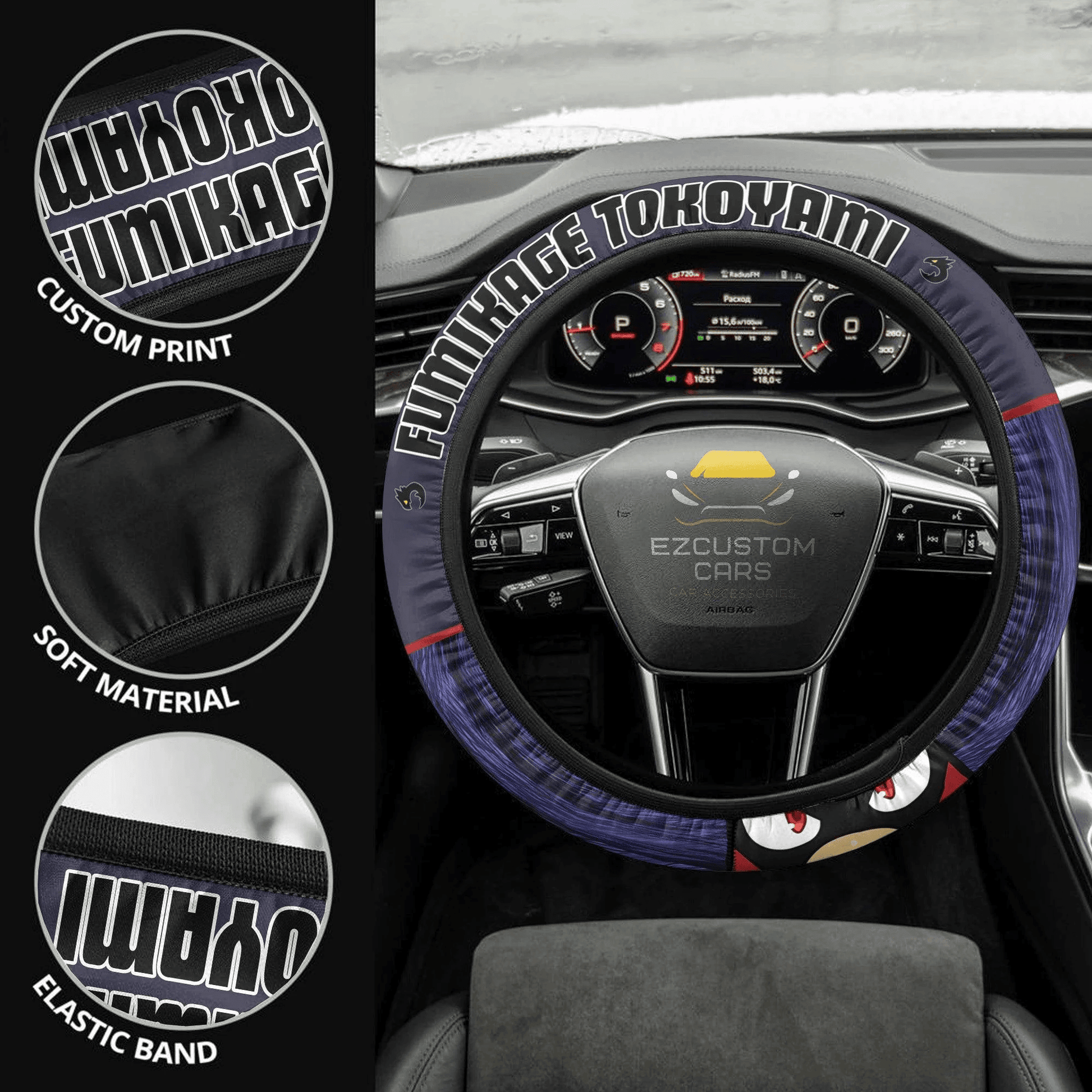 Fumikage Tokoyami Anime Steering Wheel Cover Custom Anime My Hero Academia Car Accessories
