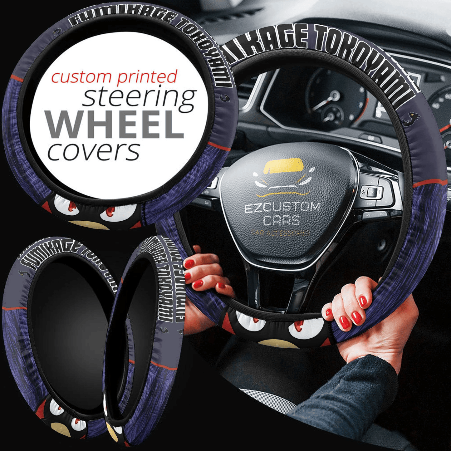 Fumikage Tokoyami Anime Steering Wheel Cover Custom Anime My Hero Academia Car Accessories
