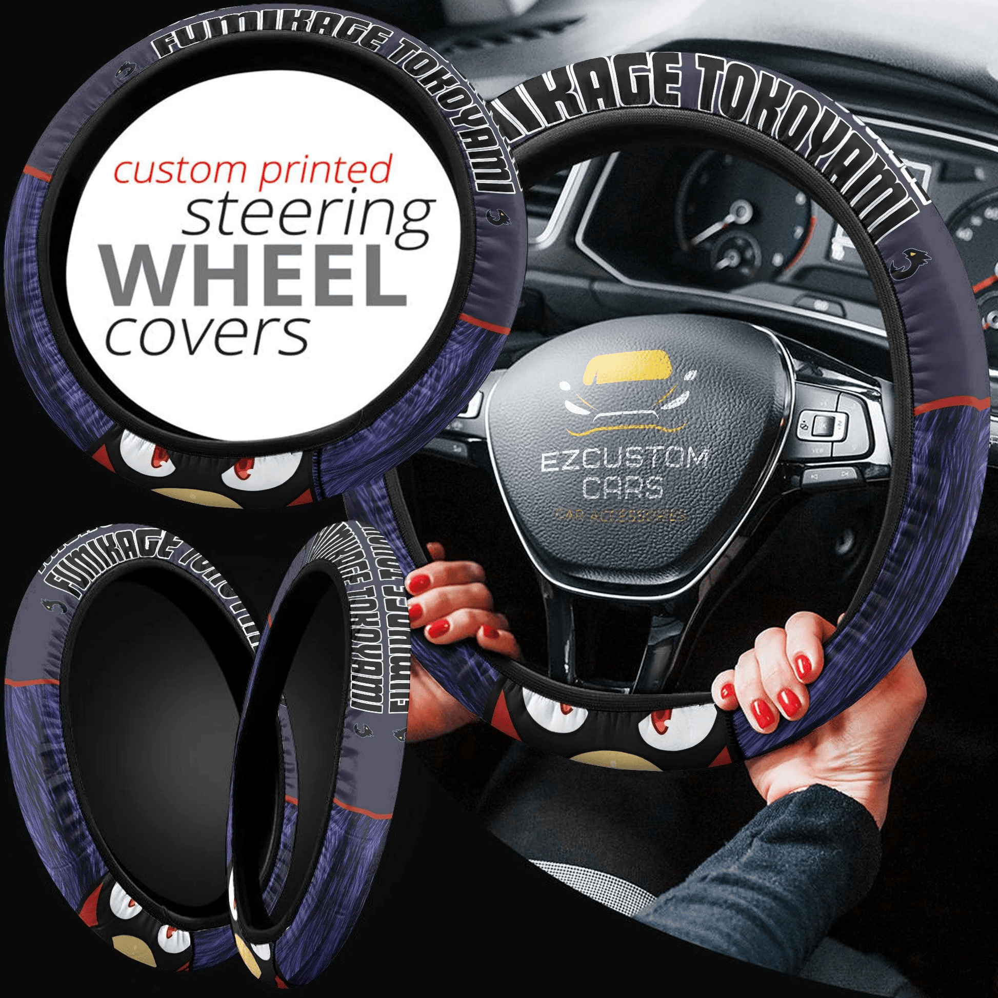 Fumikage Tokoyami Anime Steering Wheel Cover Custom Anime My Hero Academia Car Accessories