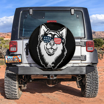 Funny Alaskan Dog US Flag Sunglasses Jeep Car Spare Tire Cover