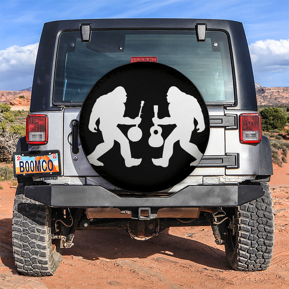 Funny Bigfoot Play Music Guitar Jeep Car Spare Tire Cover