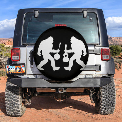 Funny Bigfoot Play Music Guitar Jeep Car Spare Tire Cover