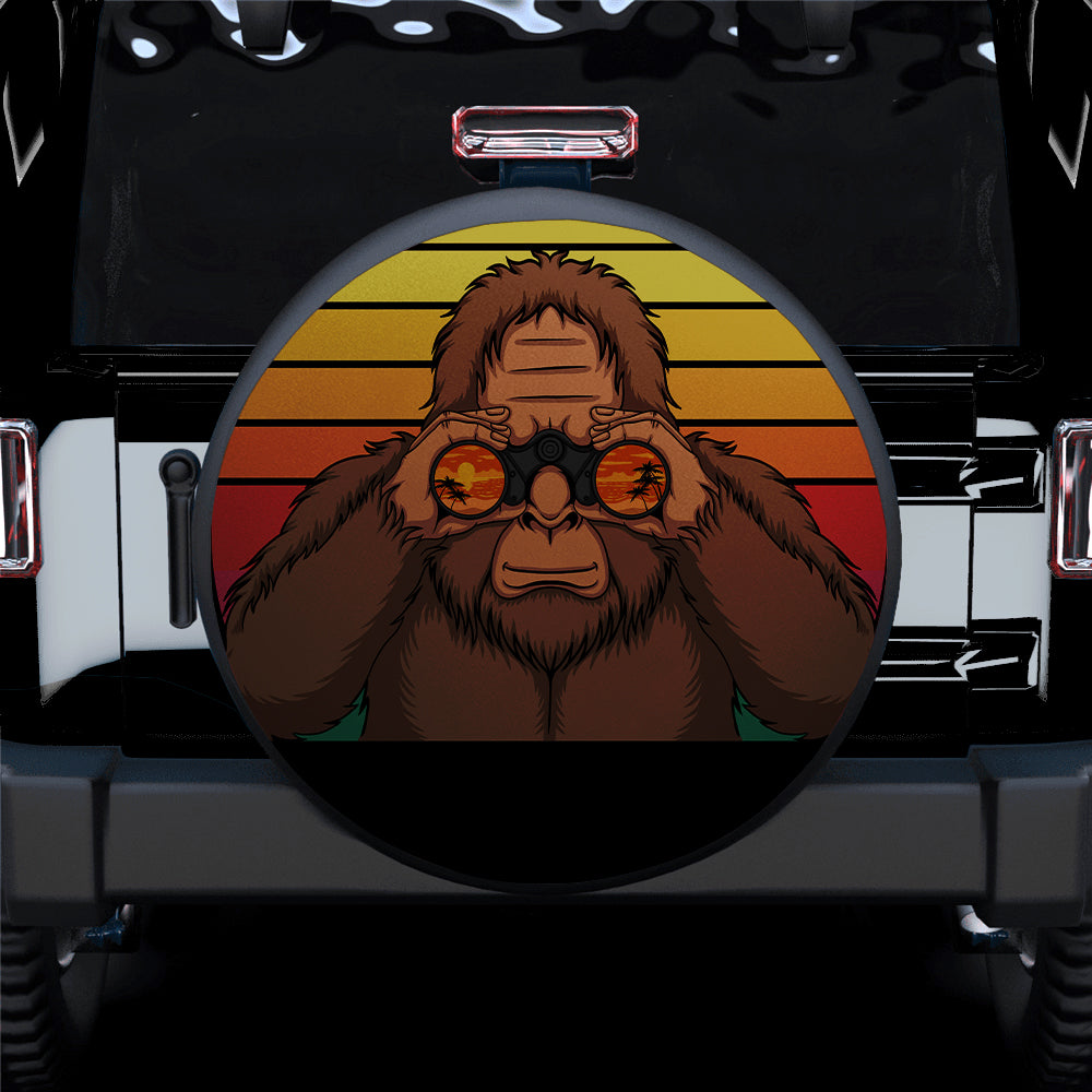 Funny Bigfoot Watching Car Jeep Spare Tire Cover