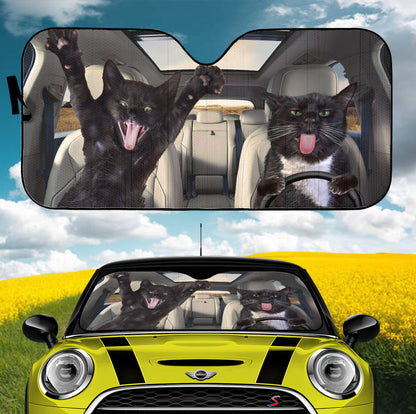Funny Black Cat Car Auto Sunshades