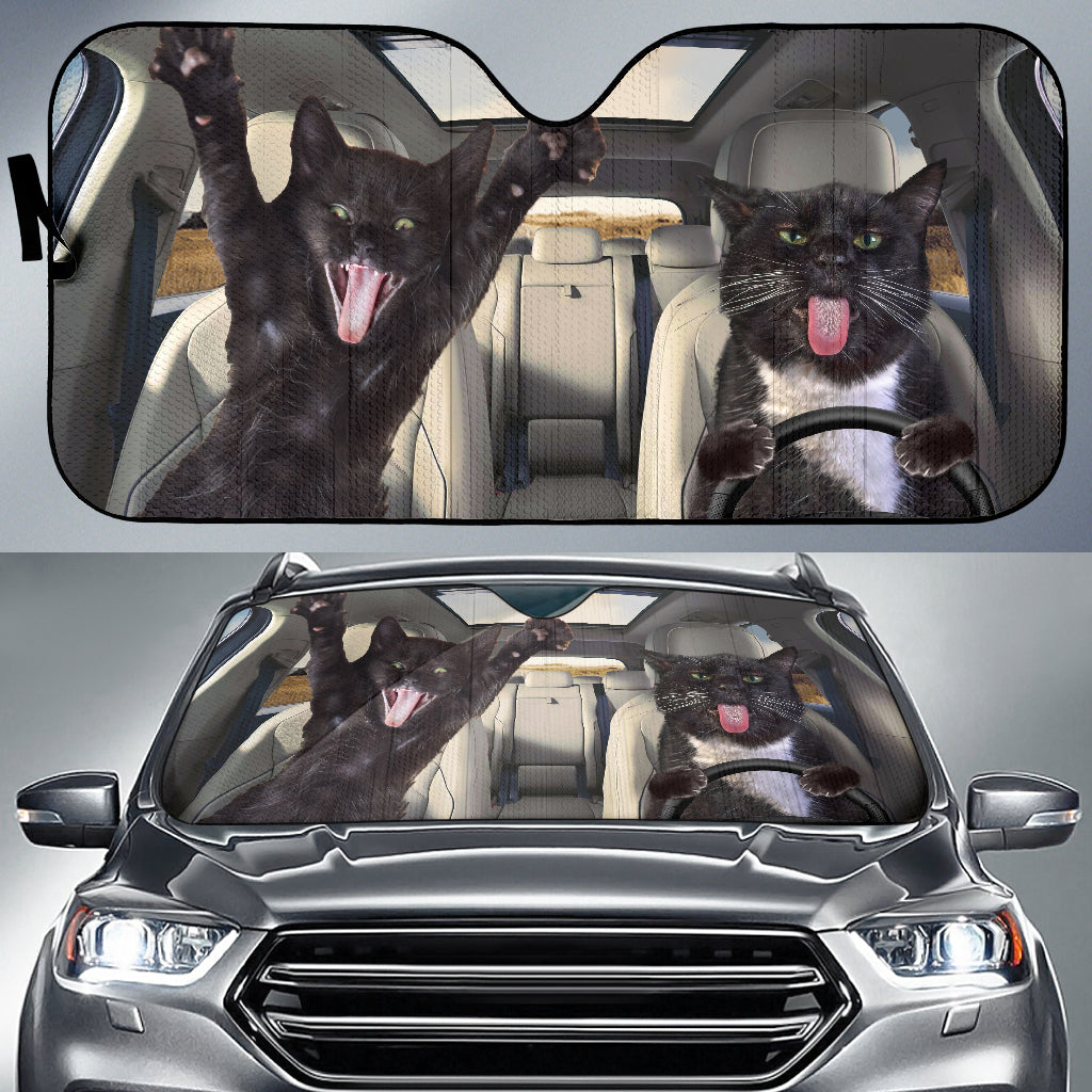 Funny Black Cat Car Auto Sunshades