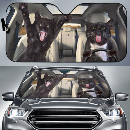 Funny Black Cat Car Auto Sunshades