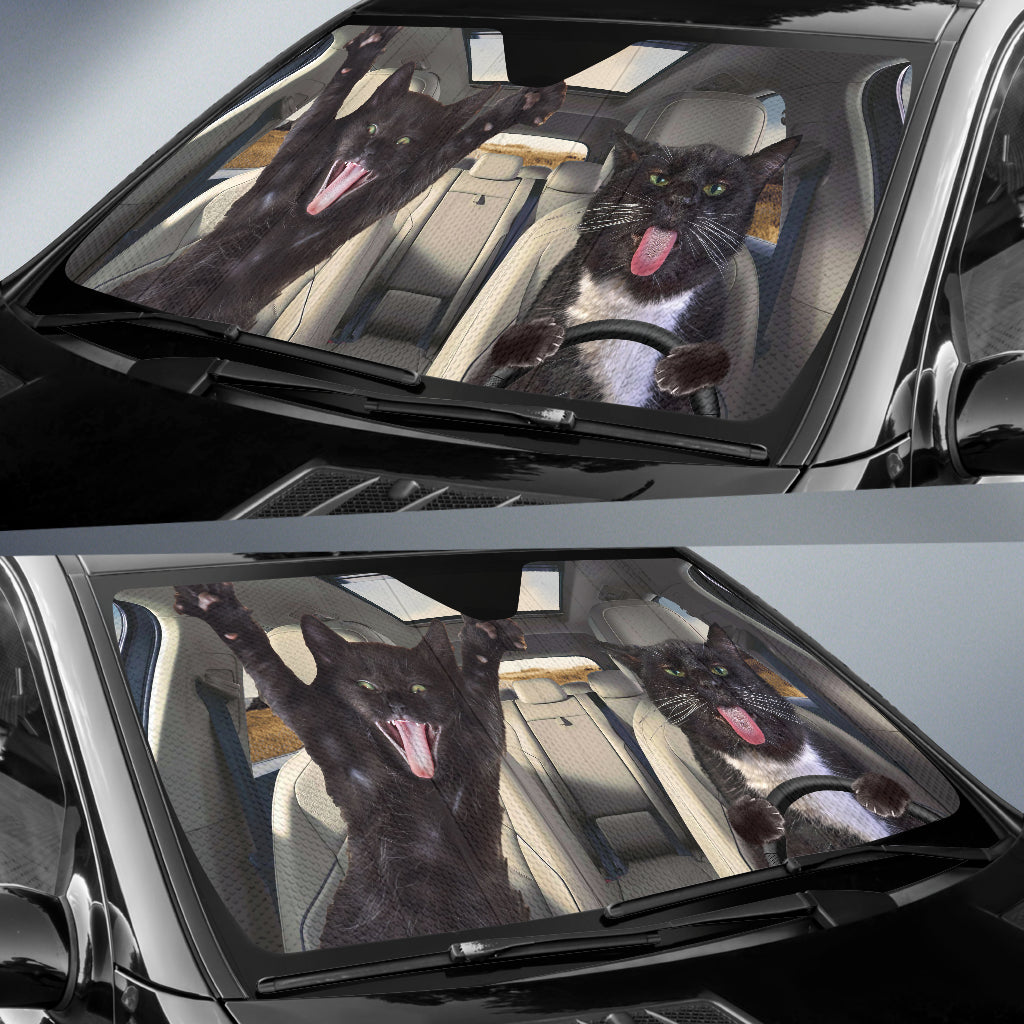 Funny Black Cat Car Auto Sunshades