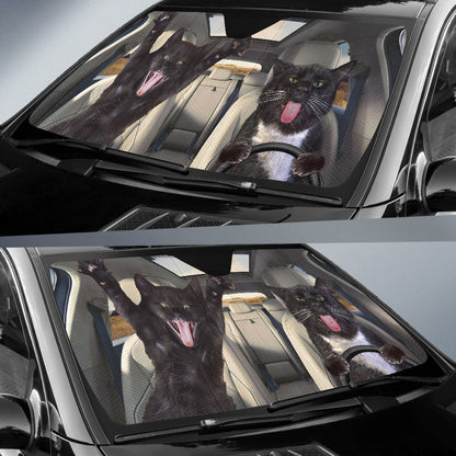 Funny Black Cat Car Auto Sunshades