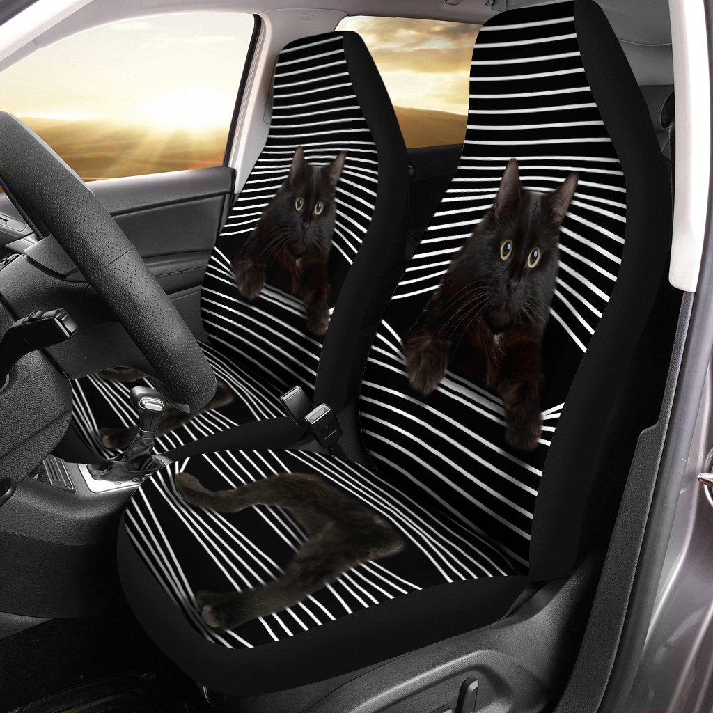 Funny Black Cat Car Seat Covers Custom Black Cat Car Accessories For Cat Lovers