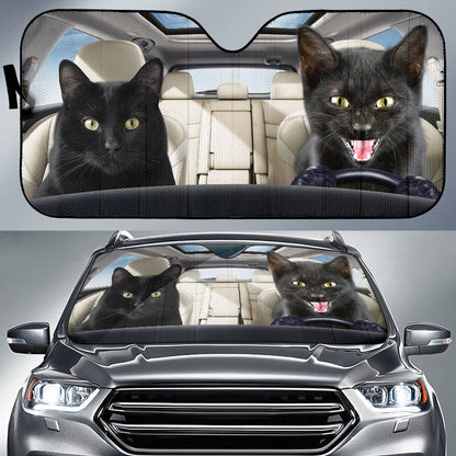Funny Black Cats Driving Car Auto Sunshades
