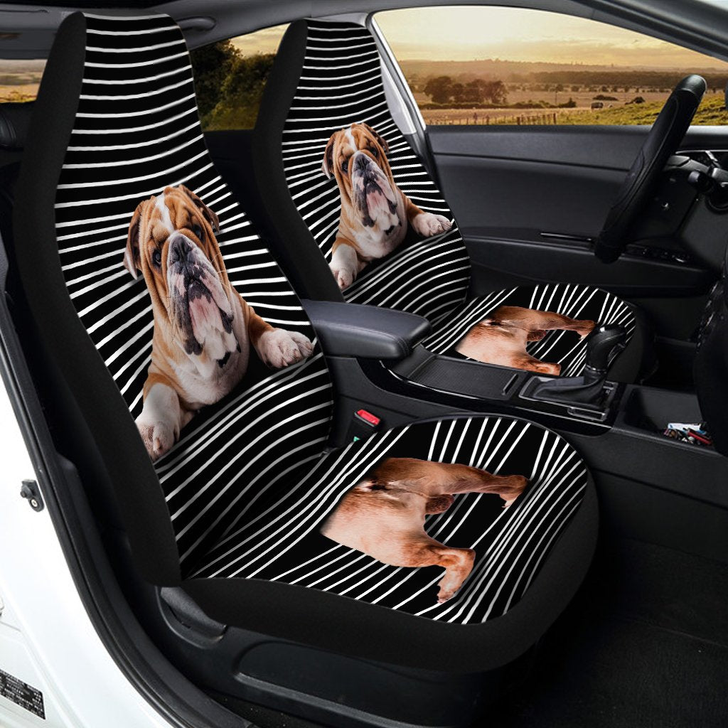 Funny Bulldog Car Seat Covers Custom Bulldog Car Accessories For Dog Lovers