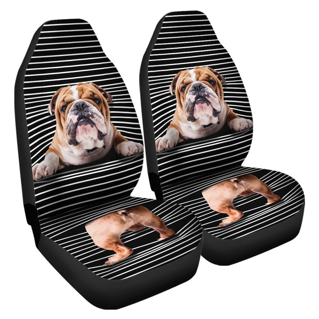 Funny Bulldog Car Seat Covers Custom Bulldog Car Accessories For Dog Lovers