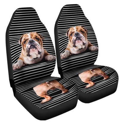 Funny Bulldog Car Seat Covers Custom Bulldog Car Accessories For Dog Lovers
