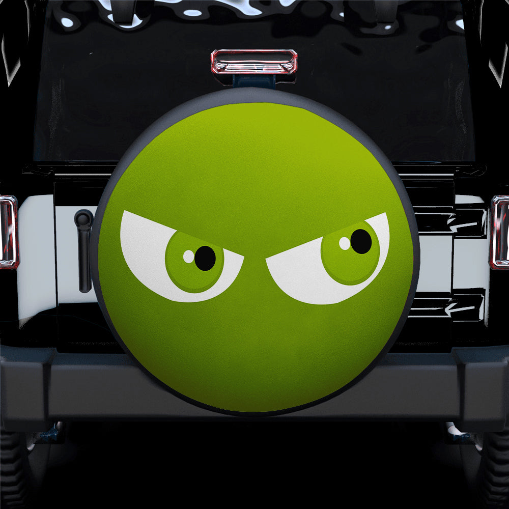 Funny Cartoon Angry Green Eyes Jeep Car Spare Tire Cover
