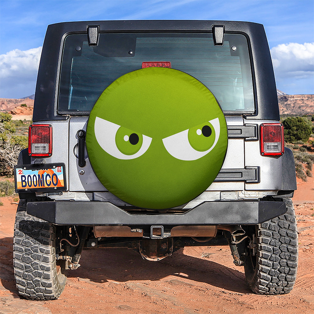 Funny Cartoon Angry Green Eyes Jeep Car Spare Tire Cover