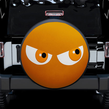 Funny Cartoon Angry Orange Eyes Jeep Car Spare Tire Cover