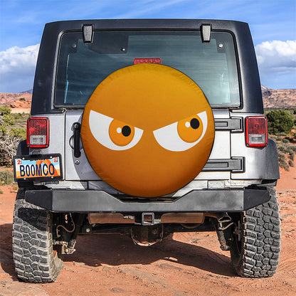 Funny Cartoon Angry Orange Eyes Jeep Car Spare Tire Cover