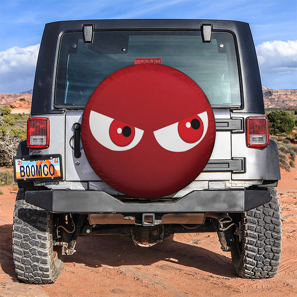 Funny Cartoon Angry Red Eyes Jeep Car Spare Tire Cover
