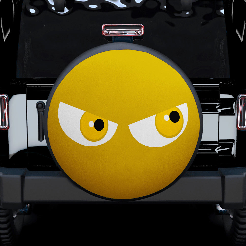 Funny Cartoon Angry Yellow Eyes Jeep Car Spare Tire Cover