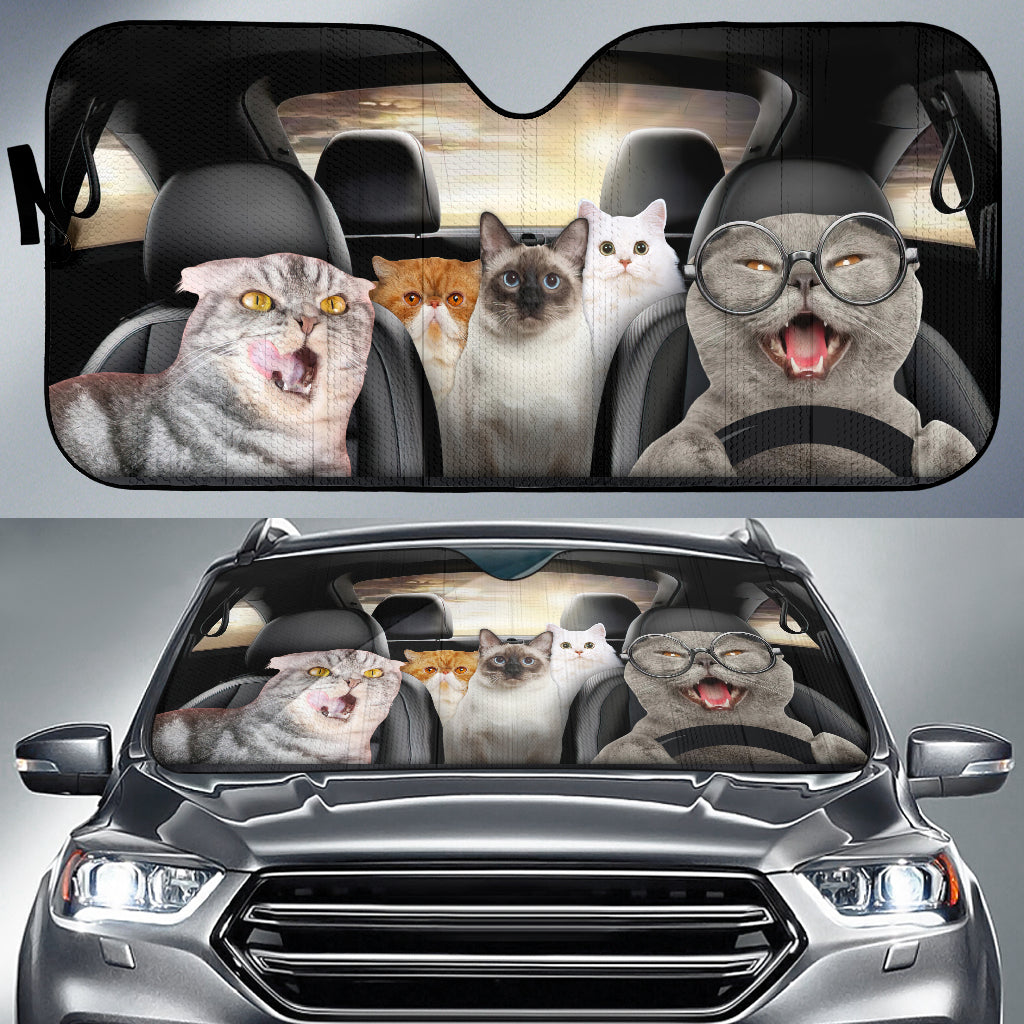 Funny Cat Driving Car Auto Sunshades