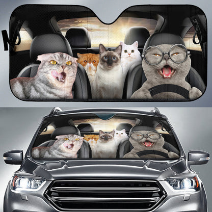Funny Cat Driving Car Auto Sunshades