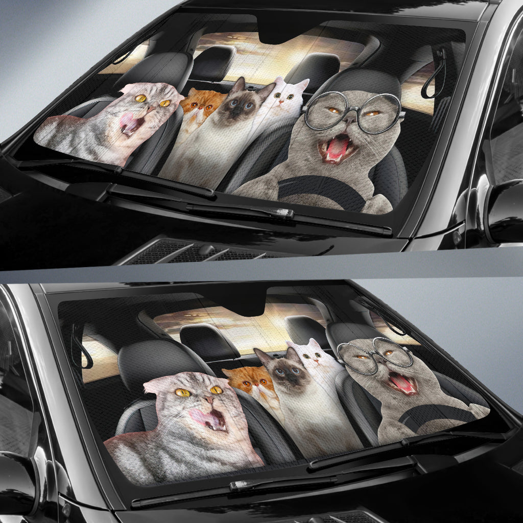 Funny Cat Driving Car Auto Sunshades