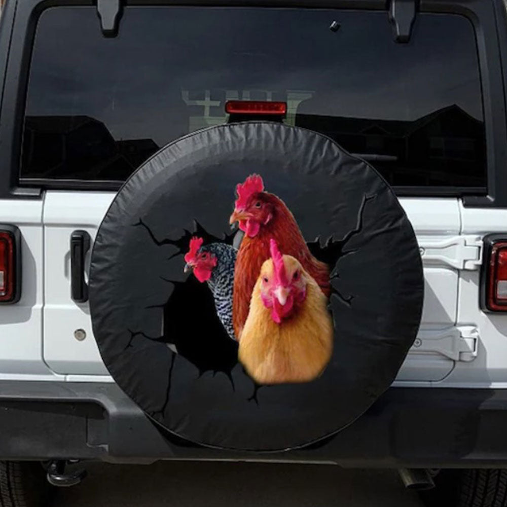Funny Chicken Face Car Spare Tire Cover