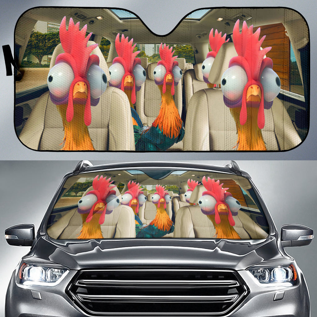 Funny Chickens Driving Car Auto Sunshades