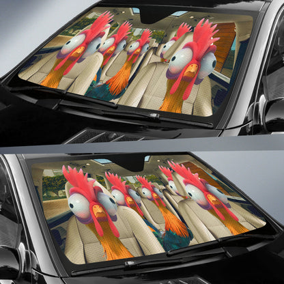 Funny Chickens Driving Car Auto Sunshades
