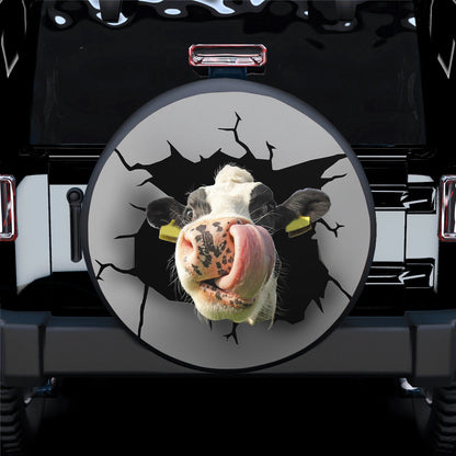 Funny Cow Face Art Jeep Car Spare Tire Cover