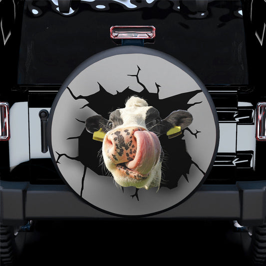 Funny Cow Face Art Jeep Car Spare Tire Cover