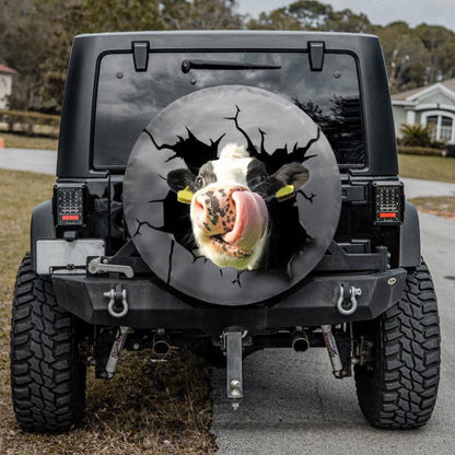 Funny Cow Face Art Jeep Car Spare Tire Cover