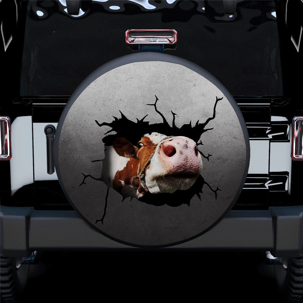 Funny Cow Face Break Jeep Car Spare Tire Cover