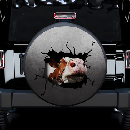 Funny Cow Face Break Jeep Car Spare Tire Cover