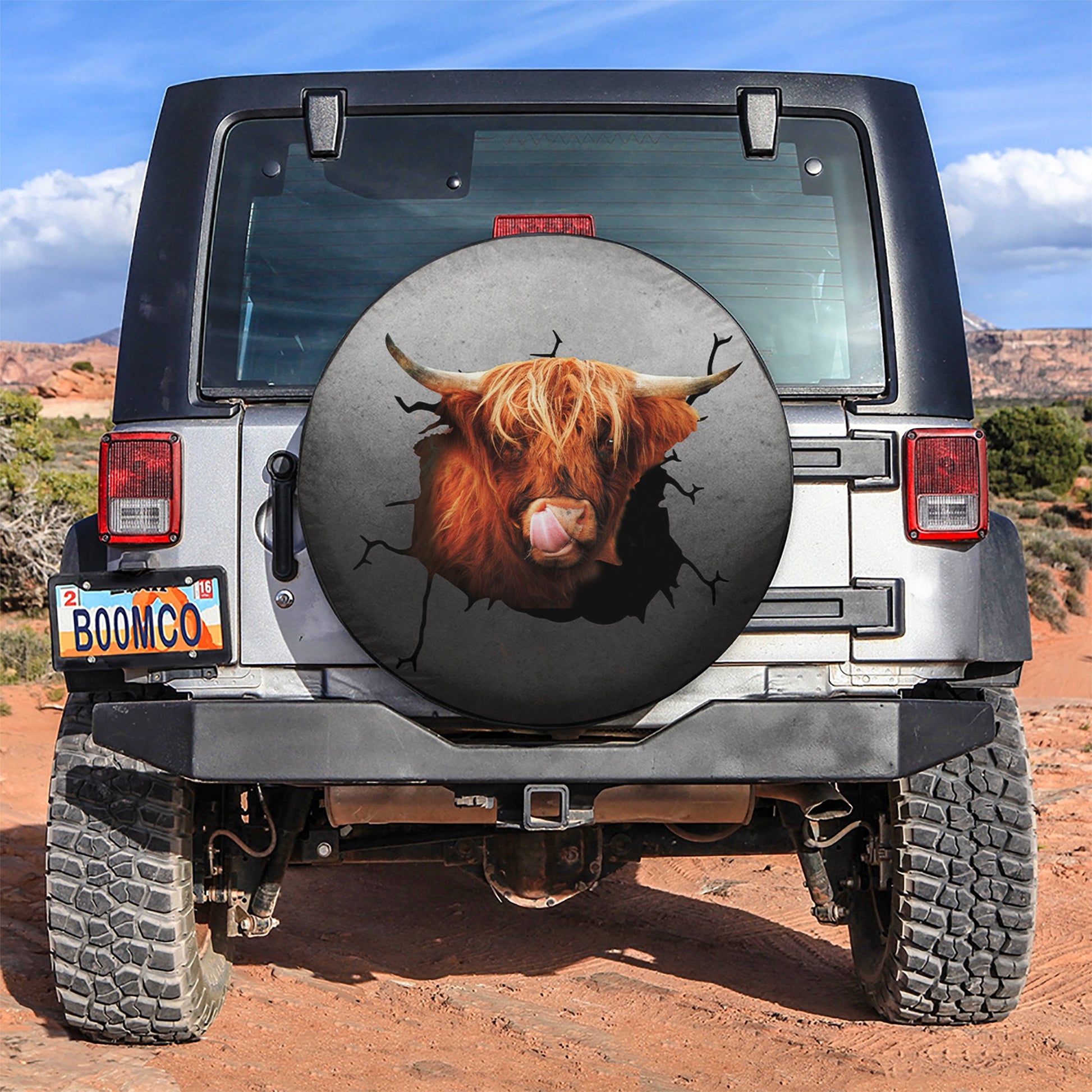 Funny Cow Face Jeep Car Spare Tire Cover