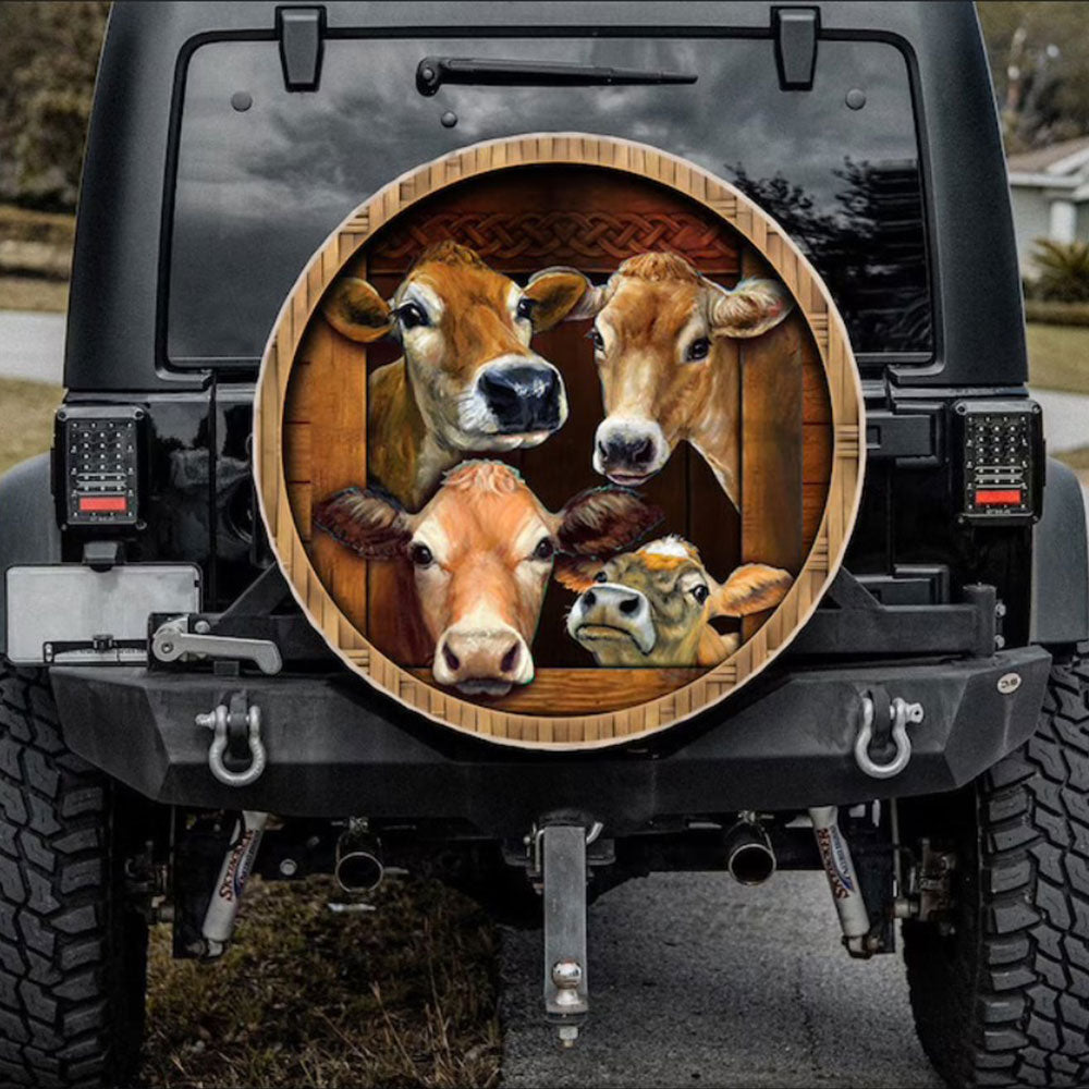 Funny Cows Face Car Spare Tire Cover