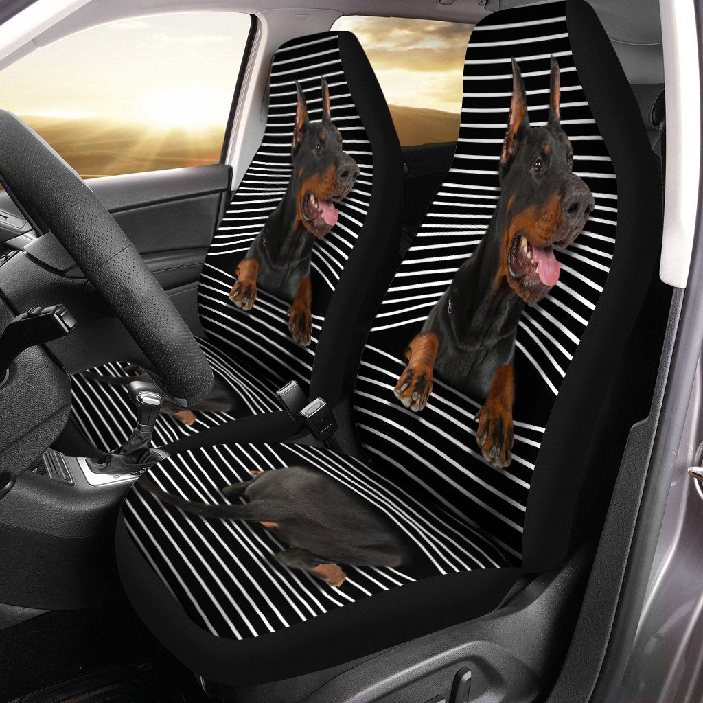 Funny Doberman Pinscher Car Seat Covers Custom Doberman Pinscher Car Accessories For Dog Lovers