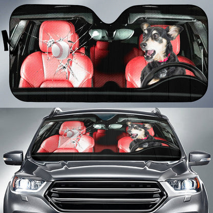 Funny Dog And Baseball Car Auto Sunshades