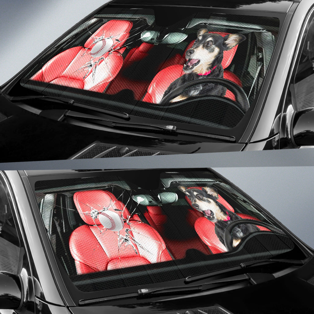 Funny Dog And Baseball Car Auto Sunshades