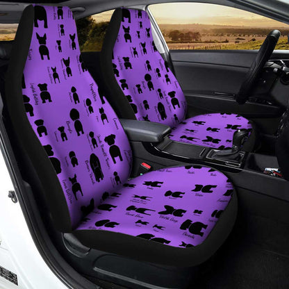 Funny Dogs Car Seat Covers Custom Purple Pattern Car Accessories