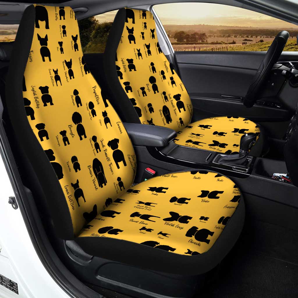 Funny Dogs Car Seat Covers Custom Yellow Pattern Car Accessories